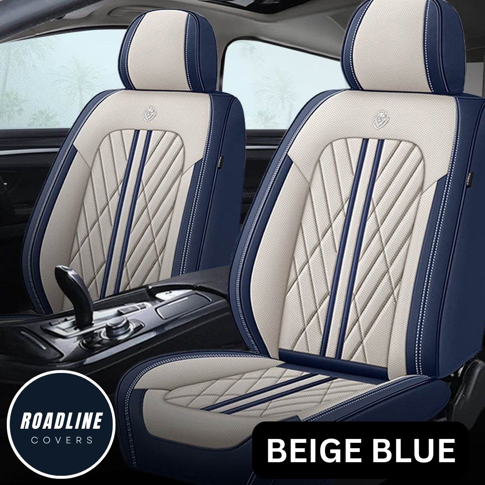 Beige & Blue Roadline Covers