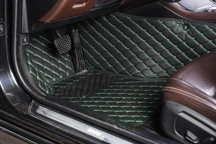 Black & Green Stitching Custom Car Floor Mats