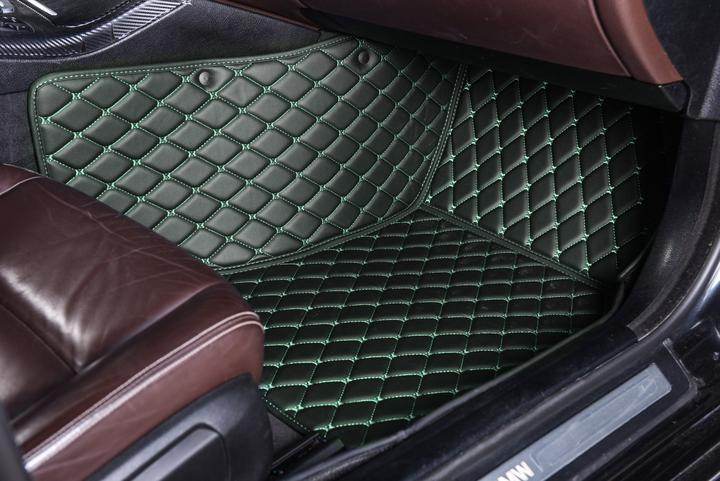 Black & Green Stitching Custom Car Floor Mats