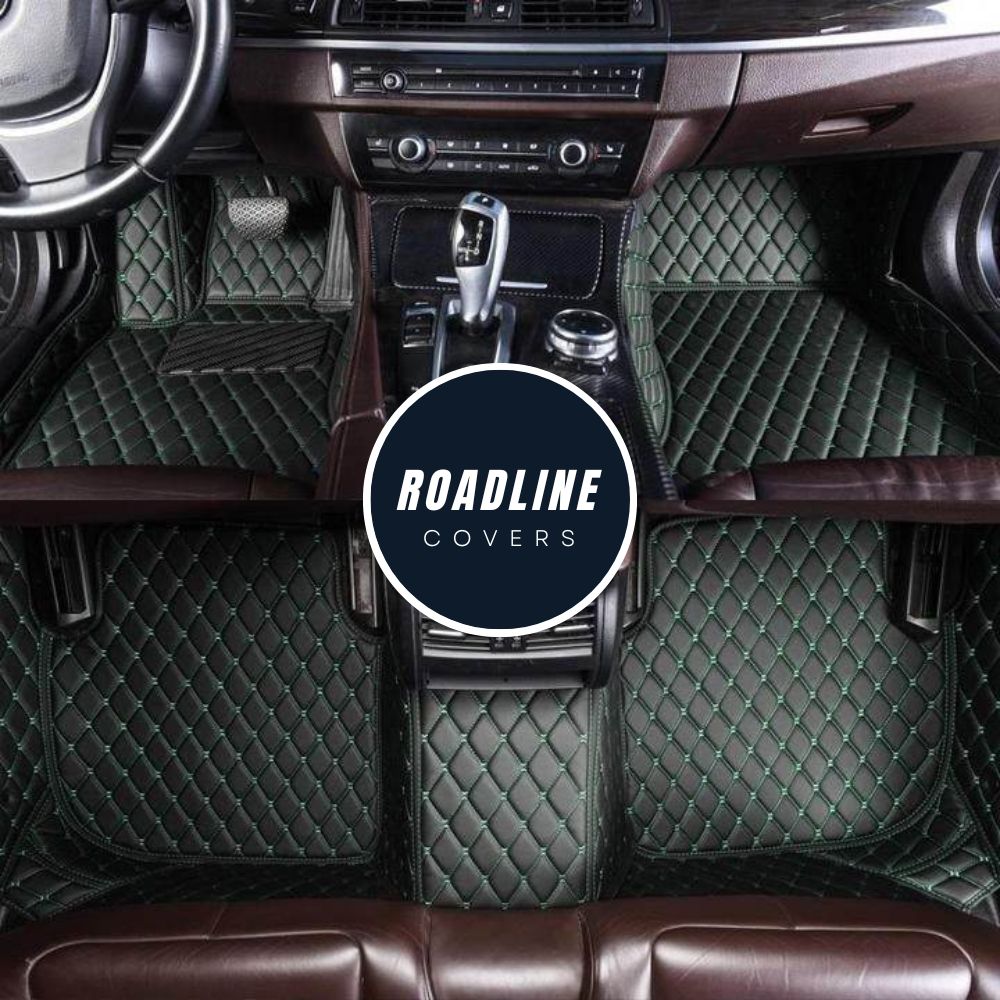 Black & Green Stitching Custom Car Floor Mats