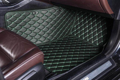 Black & Green Stitching Custom Car Floor Mats